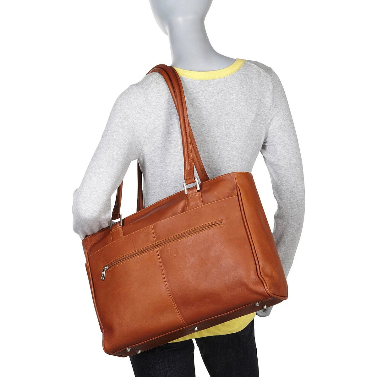 Piel Leather Ladies Laptop Tote With Pockets