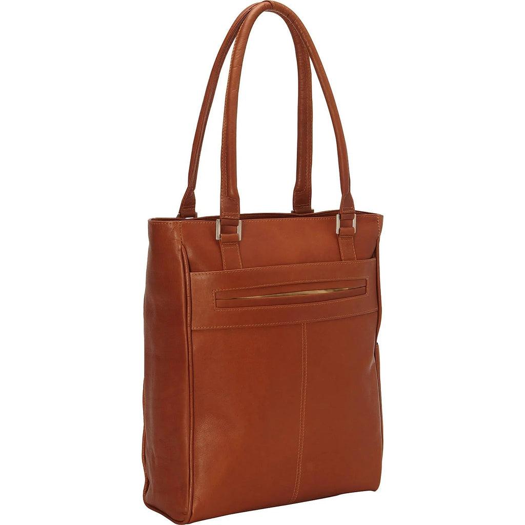 Piel Leather Vertical Laptop Leather Tote Bag