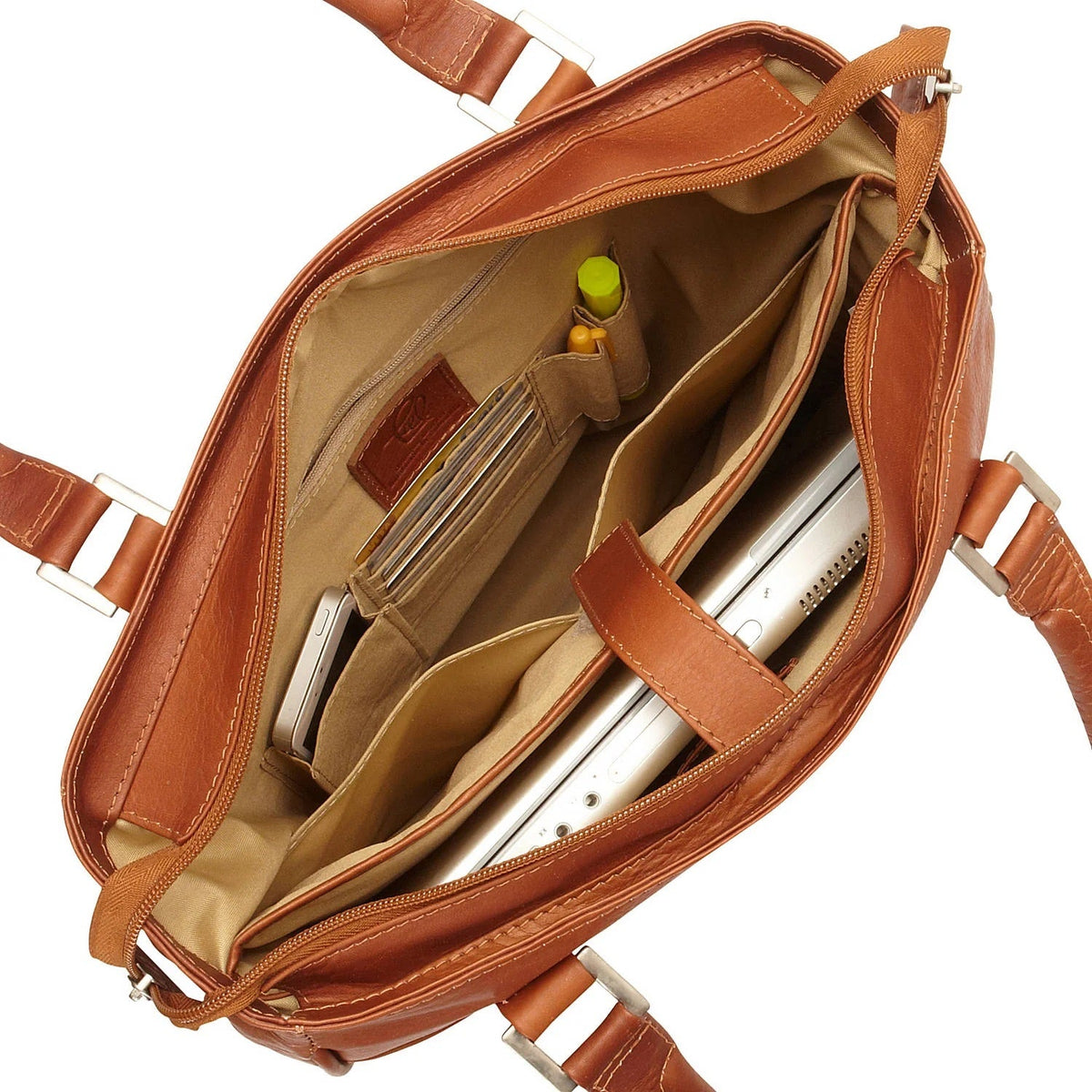 Piel Leather Vertical Laptop Leather Tote Bag