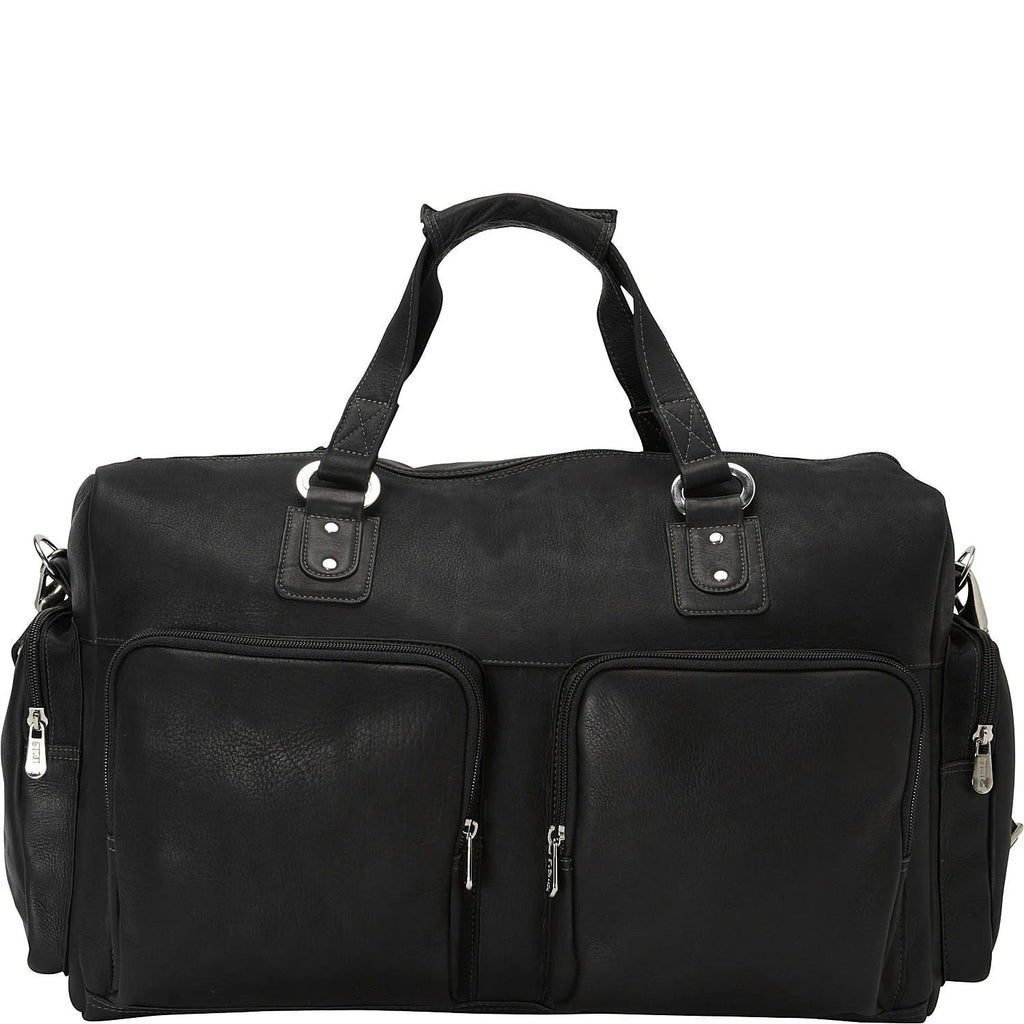 Piel Leather Multi Pocket Carry On Duffle Bag