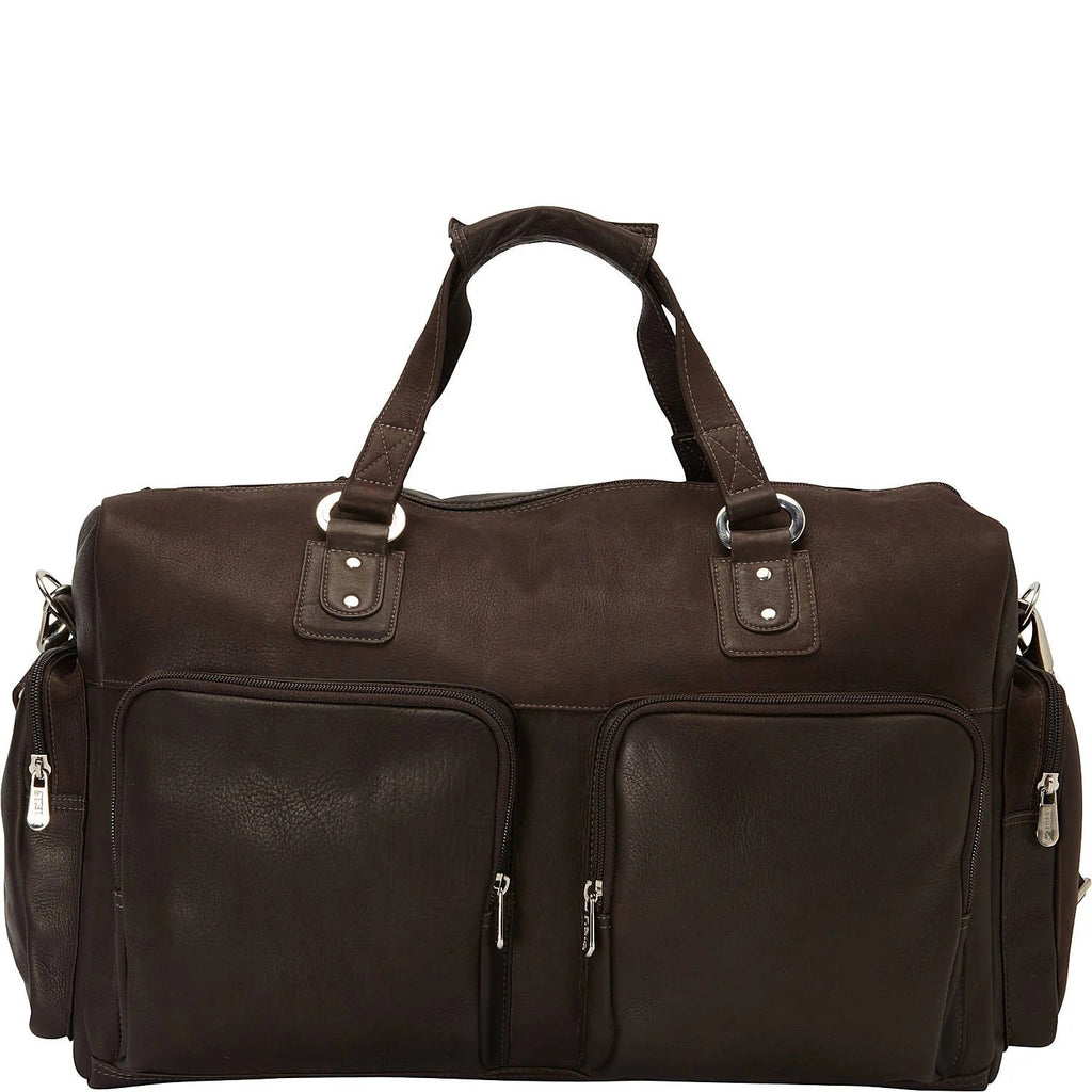 Piel Leather Multi Pocket Carry On Duffle Bag