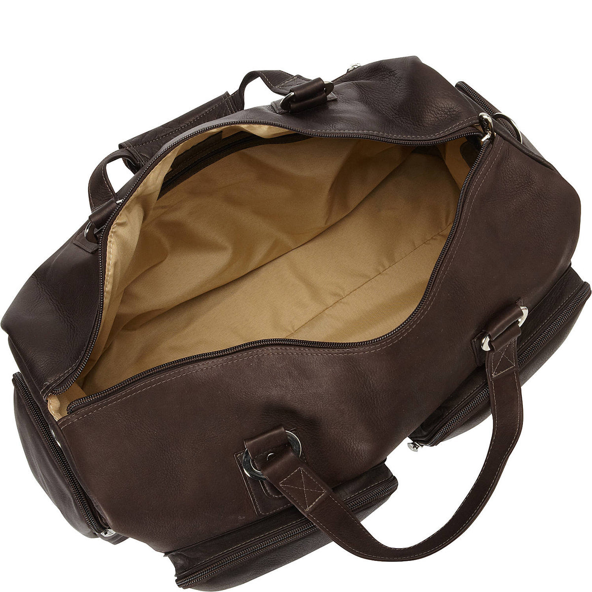 Piel Leather Multi Pocket Carry On Duffle Bag