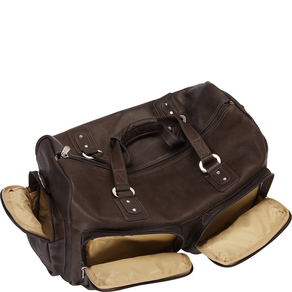 Piel Leather Multi Pocket Carry On Duffle Bag