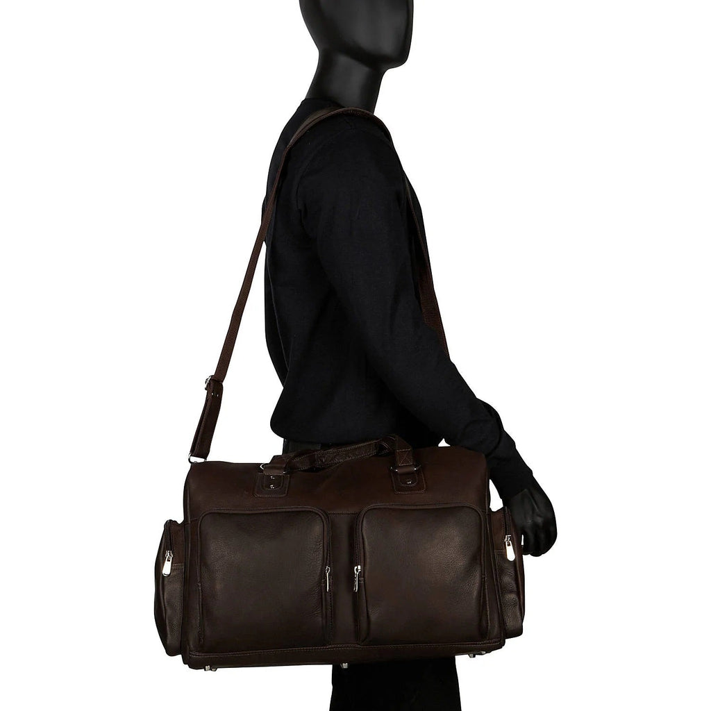 Piel Leather Multi Pocket Carry On Duffle Bag