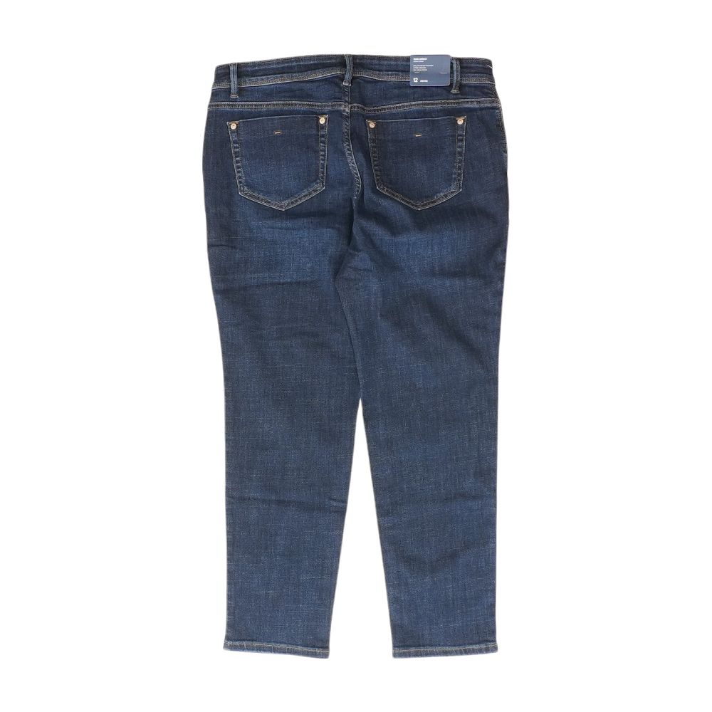 Navy Solid Mid Rise Straight Leg Jeans