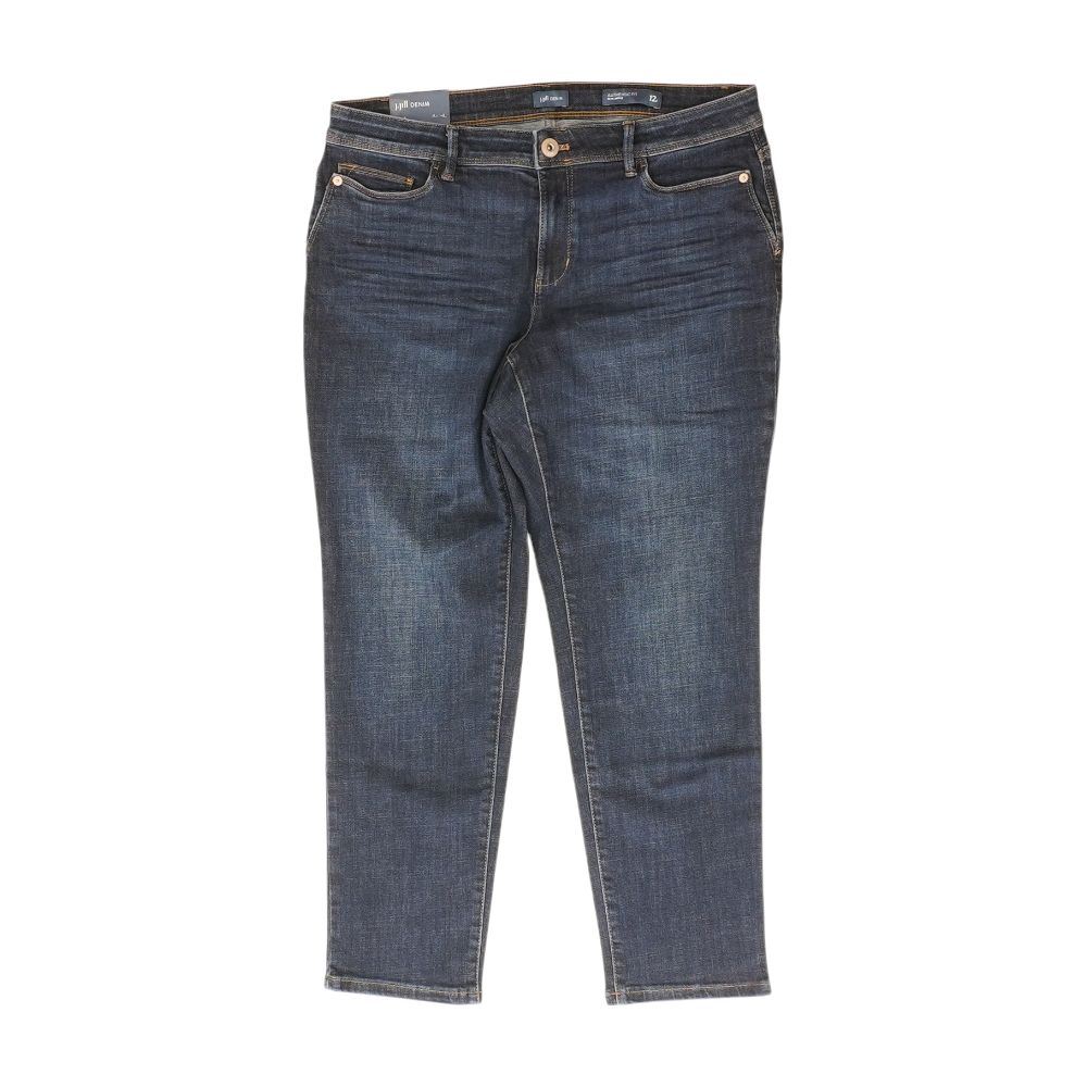 Navy Solid Mid Rise Straight Leg Jeans